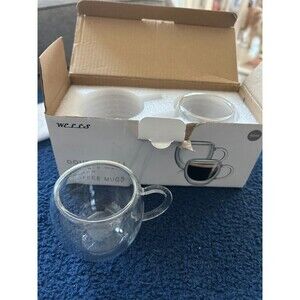 NEW Wells double wall glass coffee mugs